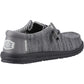 HEYDUDE Wally Stretch Mesh Polyester Men's Granite Grey/Black Moccasins Shoes