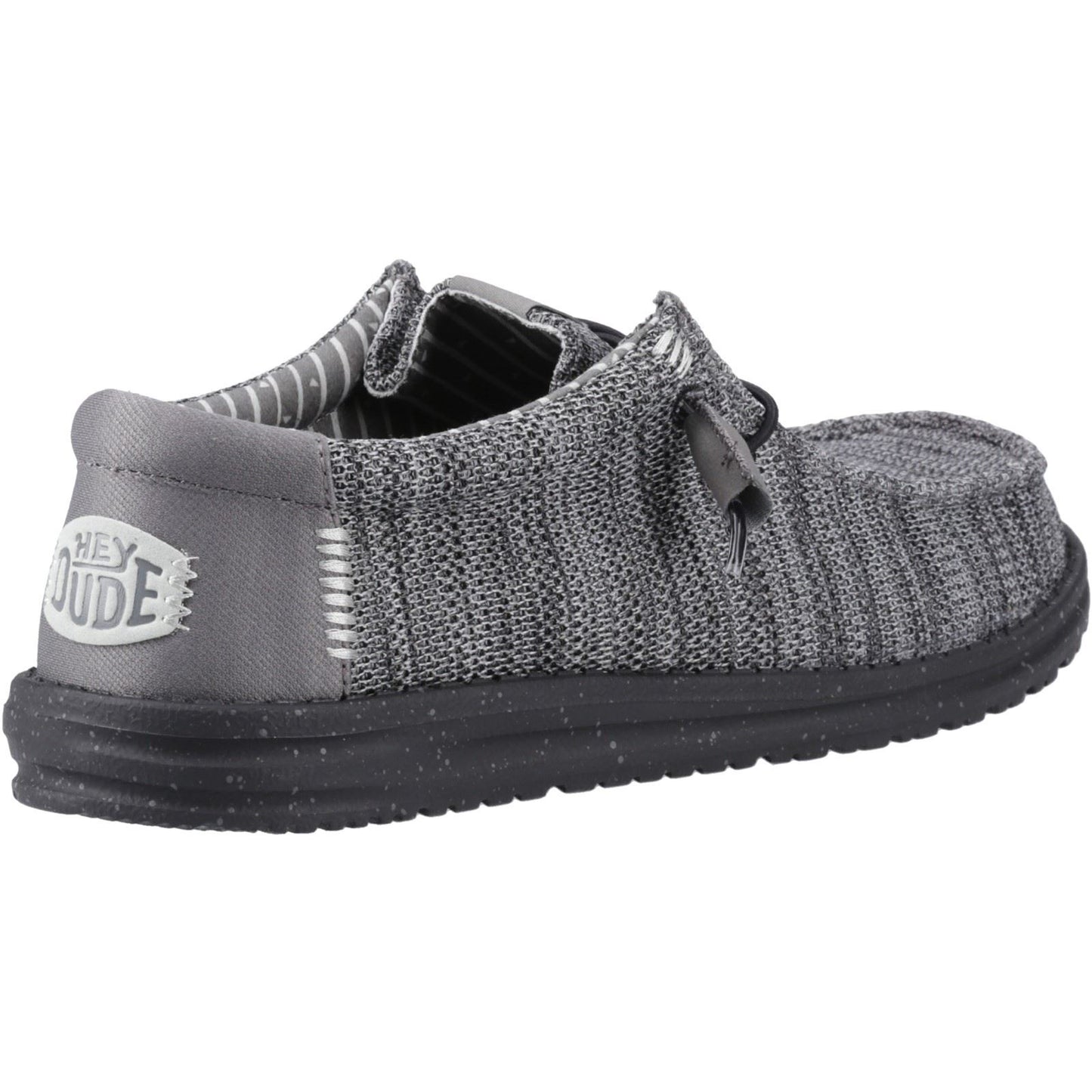 HEYDUDE Wally Stretch Mesh Polyester Men's Granite Grey/Black Moccasins Shoes