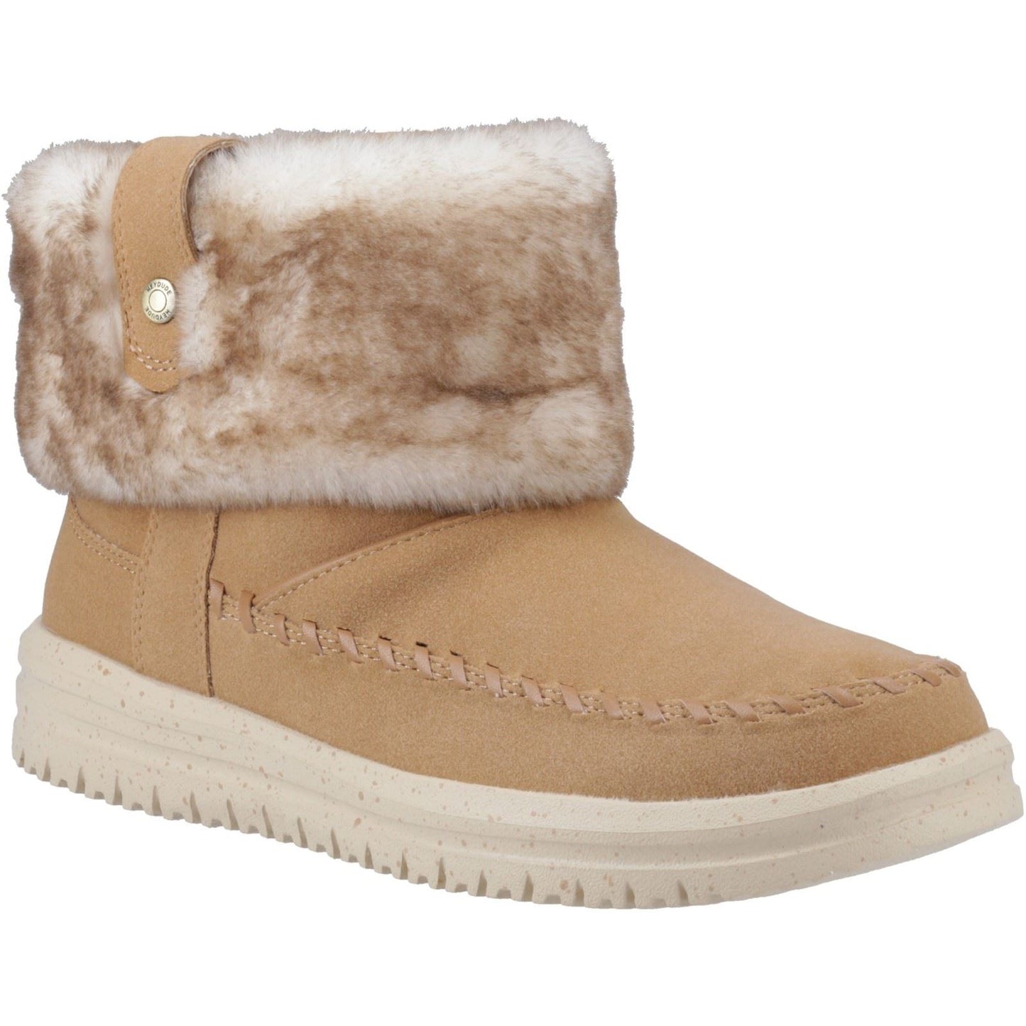 HEYDUDE Camden Cuff Classic Cozy Polyester Women's Cognac Winter Ankle Boots