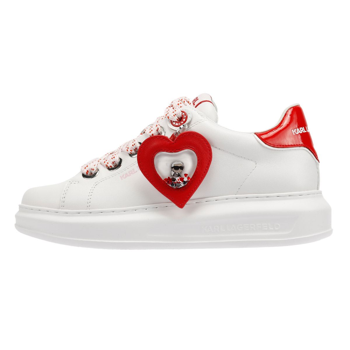Karl Lagerfeld Kapri Valentine Pendant Leather Women's White/Red Trainers