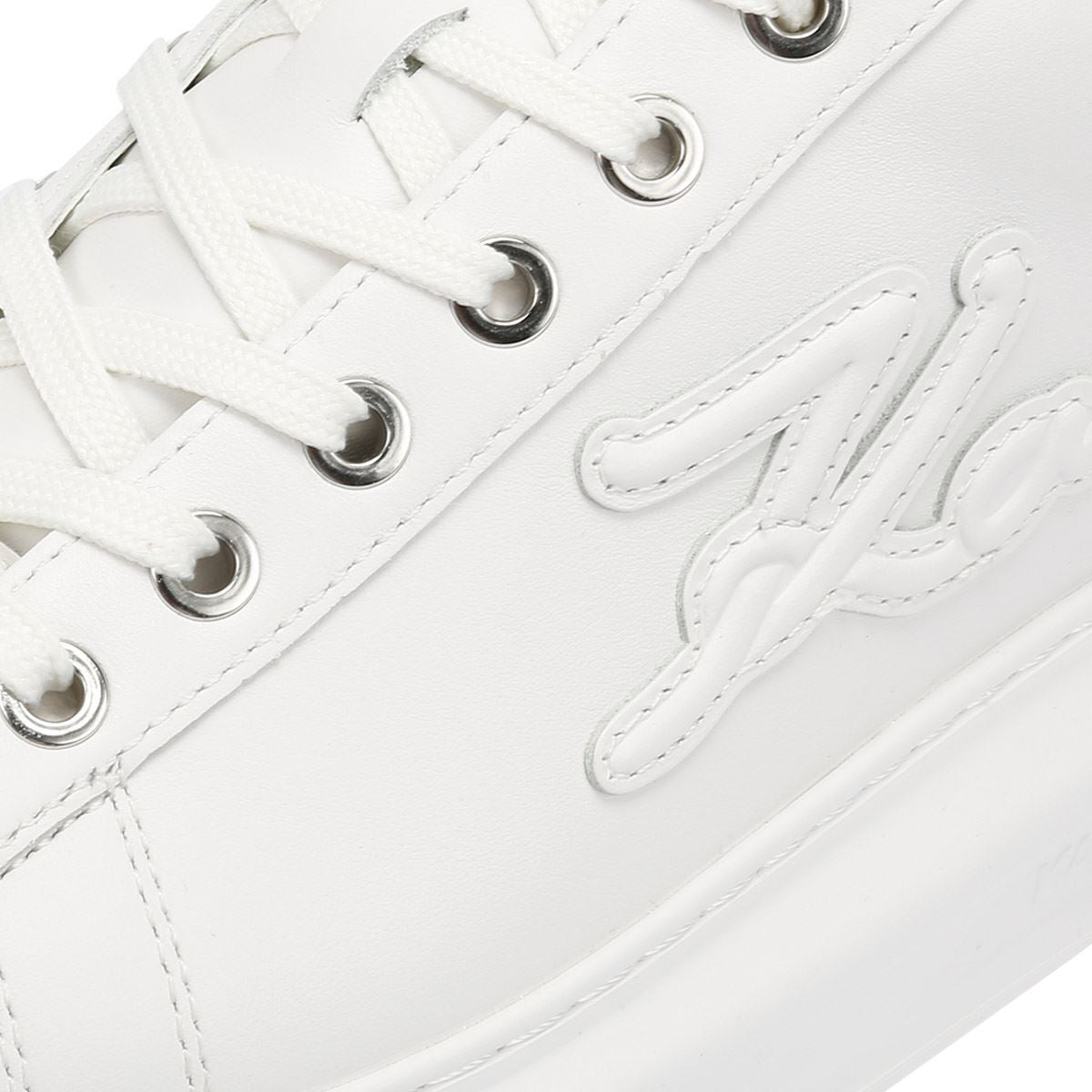Karl Lagerfeld Kapri Signia Emboss Lo Lace Leather Women's White Trainers