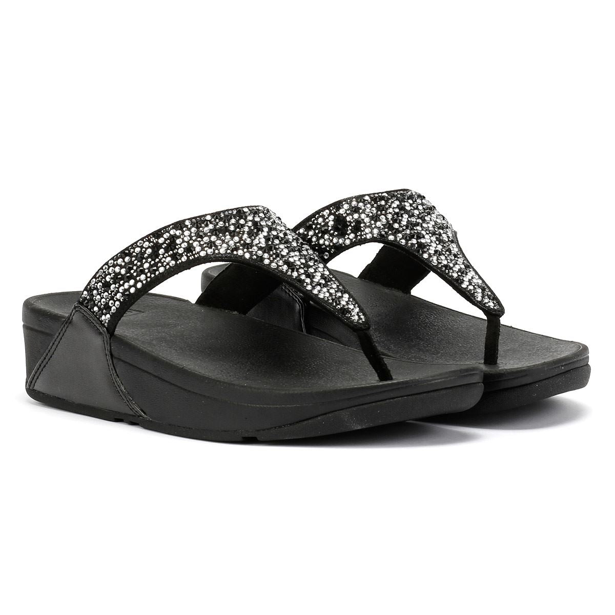 FitFlop Lulu Crystal Mix Women's Black Sandals