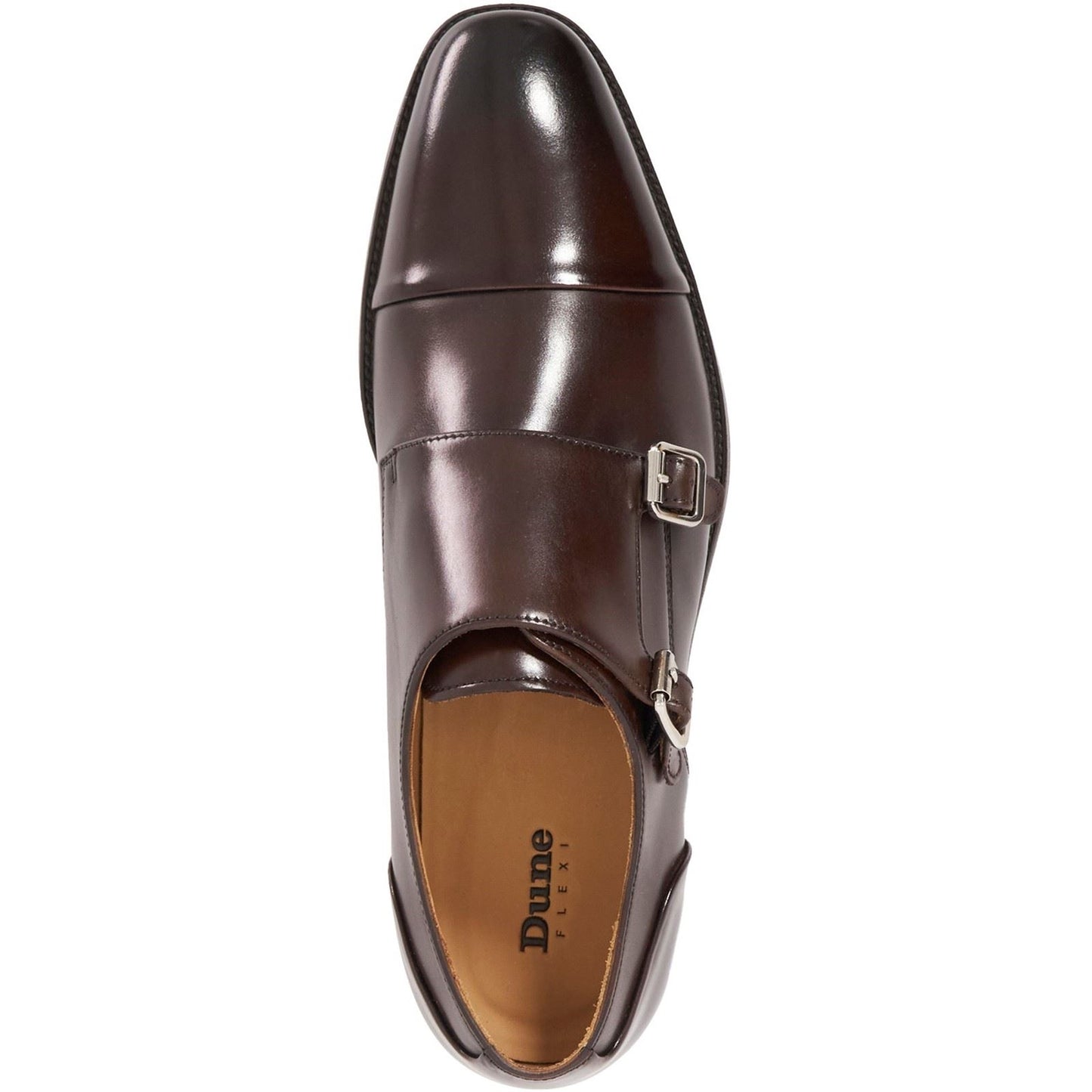 Dune Satchin Leather Men's Dark Brown Double Monk Shoes