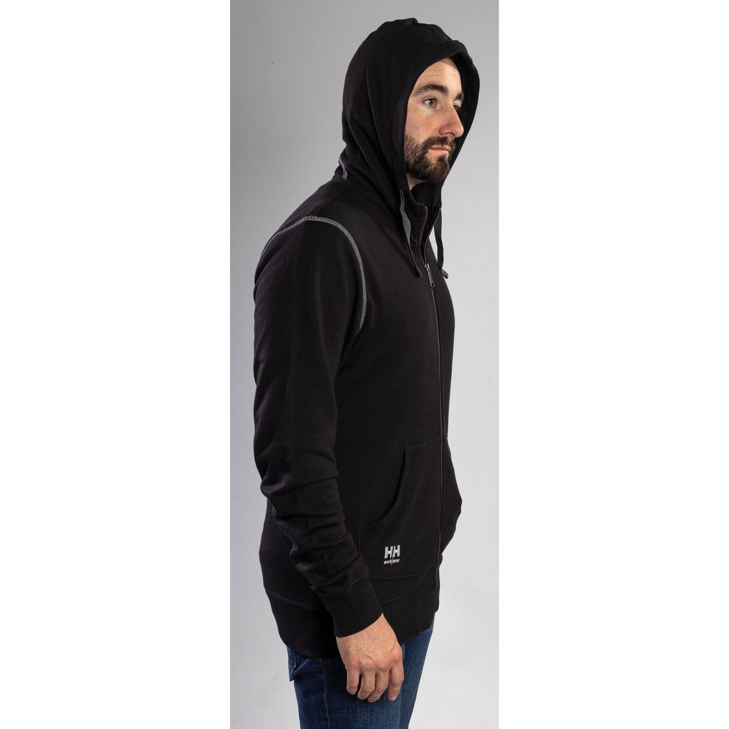 Helly Hansen Workwear Oxford Zip Cotton Men's Black Hooded Sweatshirt