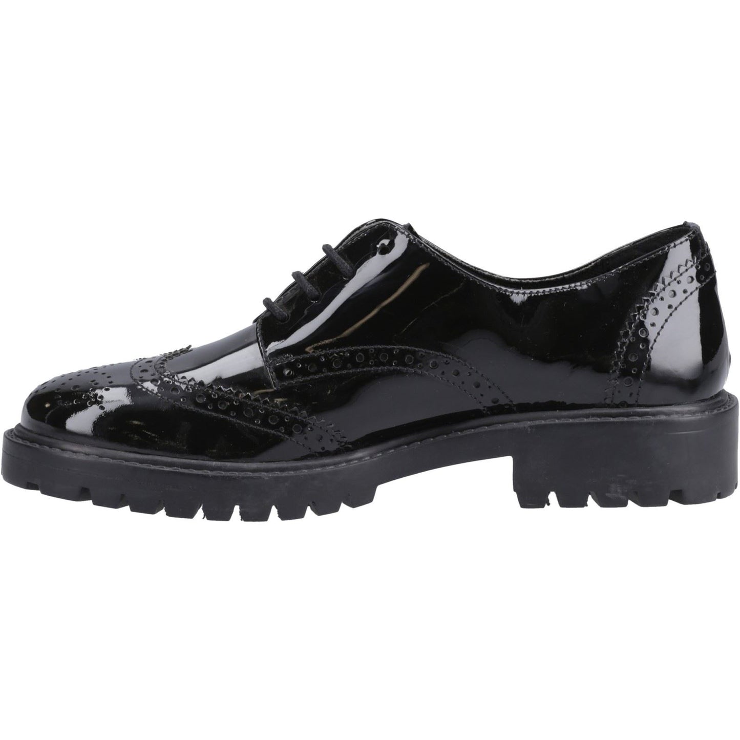 Hush Puppies Athena Patent Leather Black Brogues