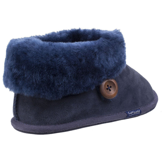 Cotswold Wotton Leather Women's Dark Blue Slippers