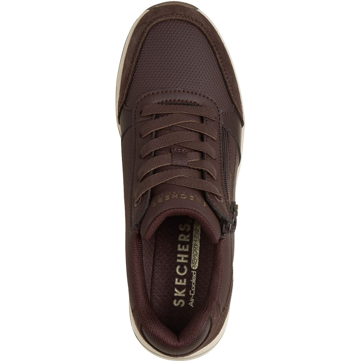 Skechers Billion Flex Luxe Up Leather Womens Chocolate Duraleather/Mesh Trainers