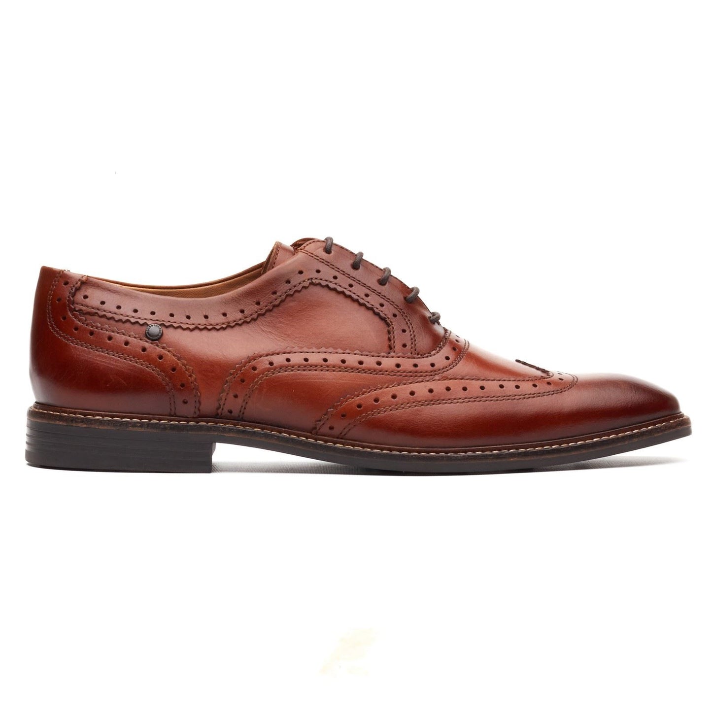 Base London Clarence Brogue Leather Men's Burnt Tan Brogues Shoes