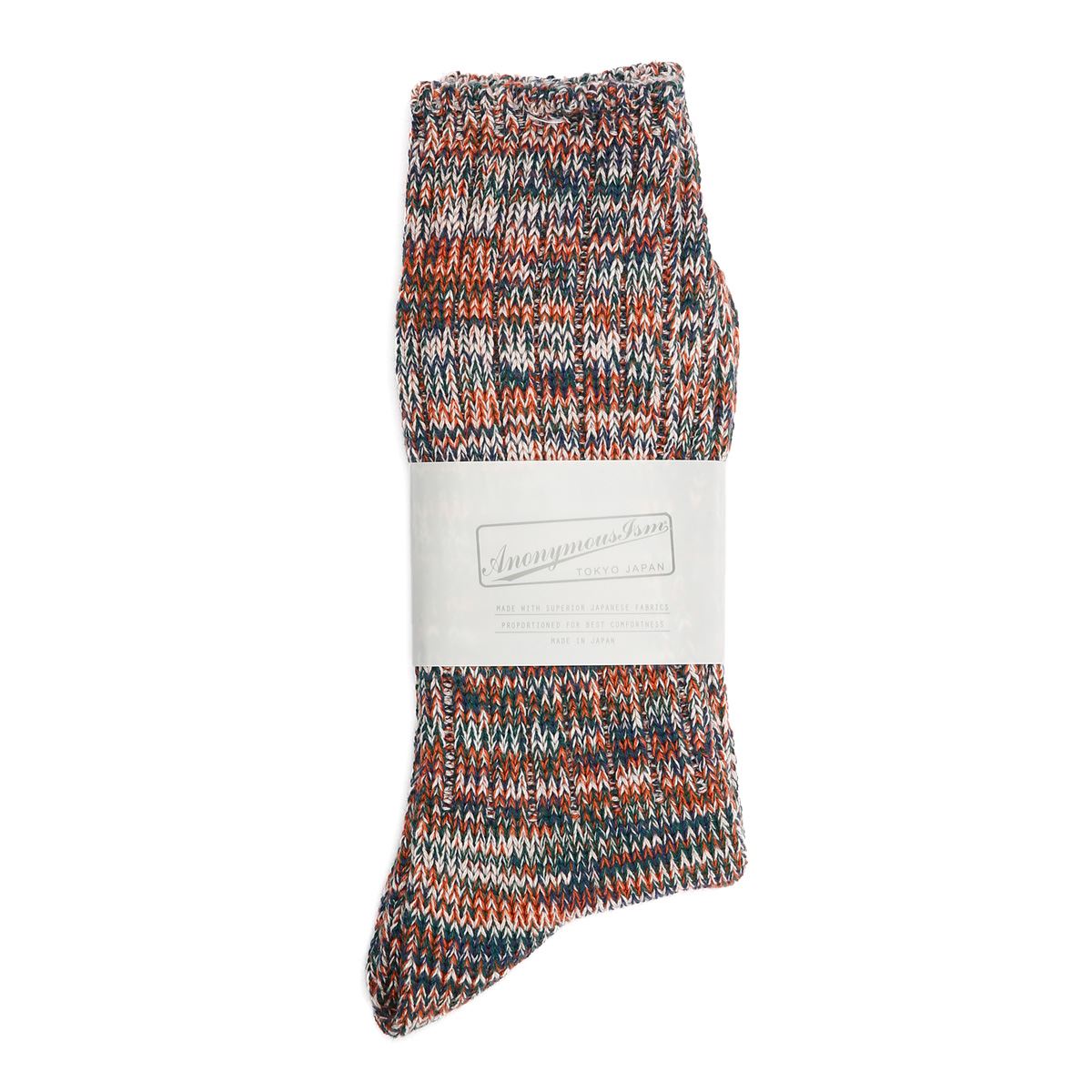 Anonymous Ism 5 Colour Mix Crew Cotton Men's Orange Calf High Socks