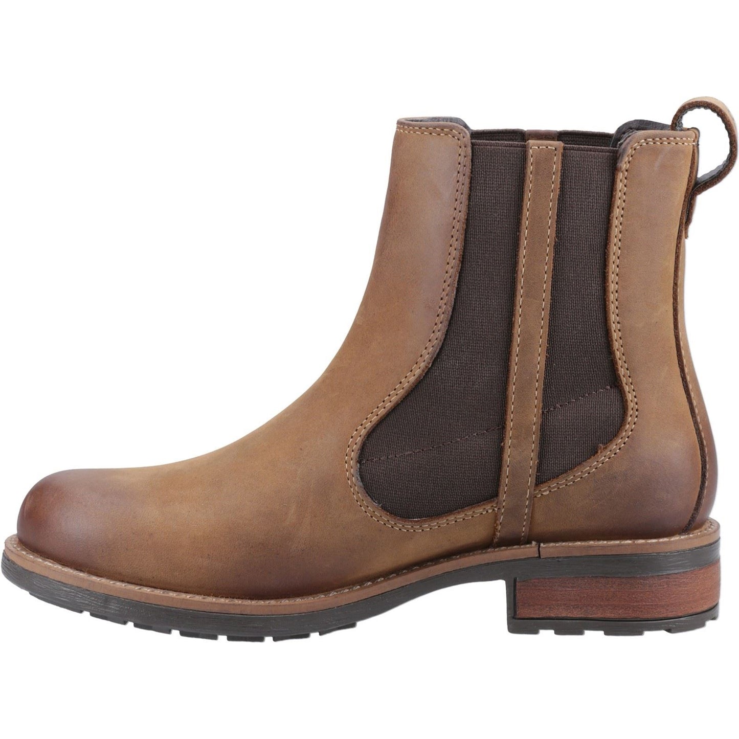 Cotswold Notgrove Leather Women's Brown Flat Chelsea Boots