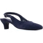 Hush Puppies Nahla Buckle Kitten Heel Leather Women's Navy Round Slingback Shoes