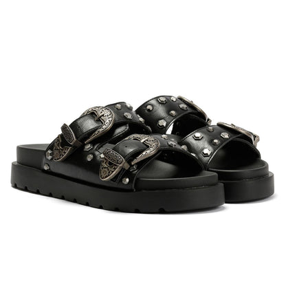 Buffalo Raya Ari West Leather Women's Black Sandals
