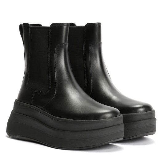 FitFlop F-Mode Leather Women's Black Boots