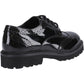 Hush Puppies Gabi Lace Up Patent Leather Youth Black Brogues