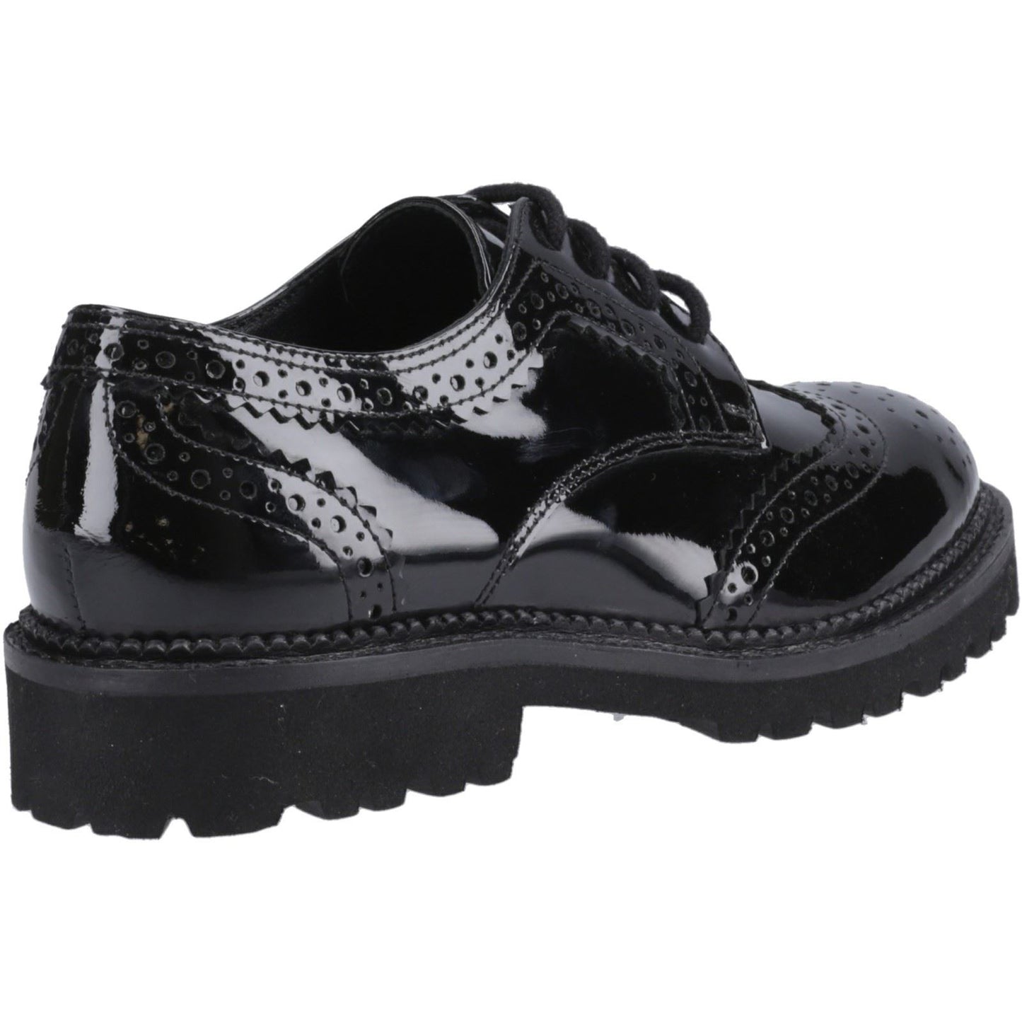 Hush Puppies Gabi Lace Up Patent Leather Youth Black Brogues