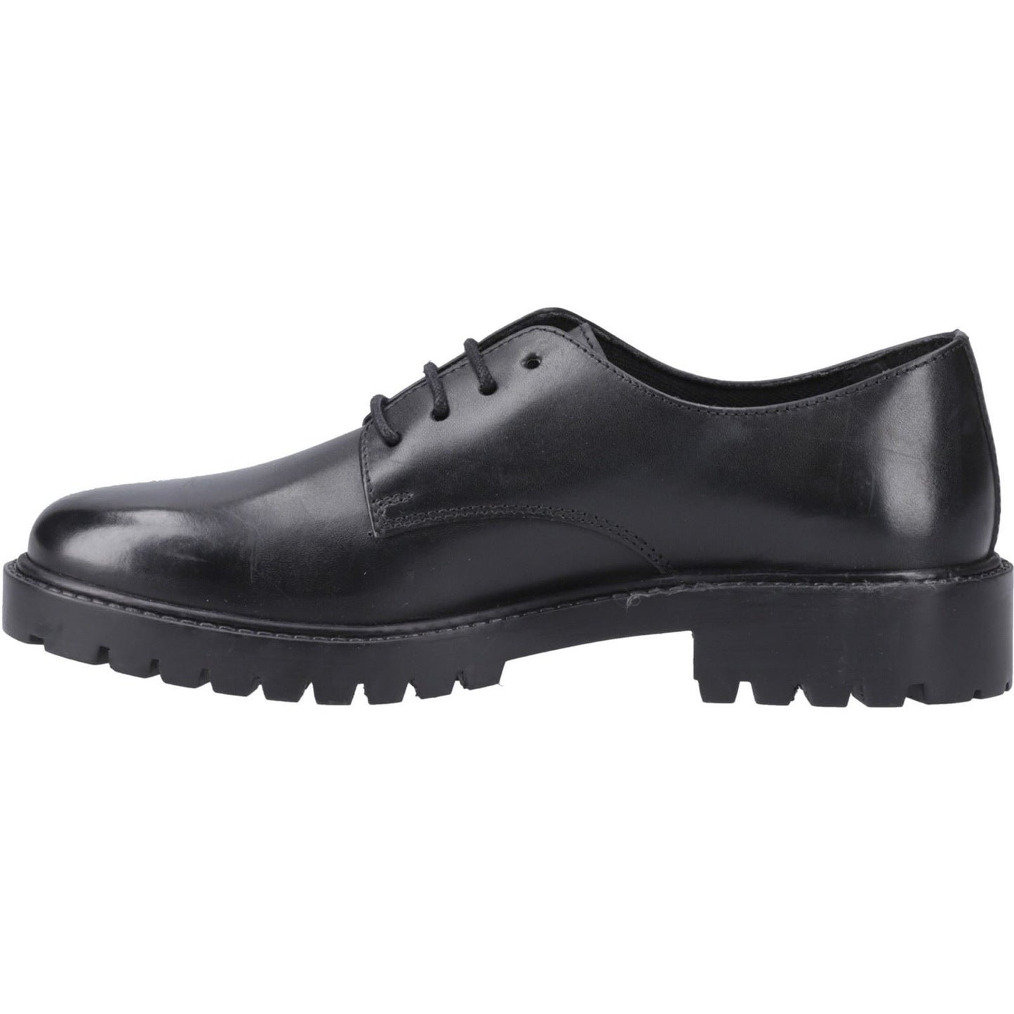 Hush Puppies Aubrey Lace Up Leather Youth Black Derby Shoes