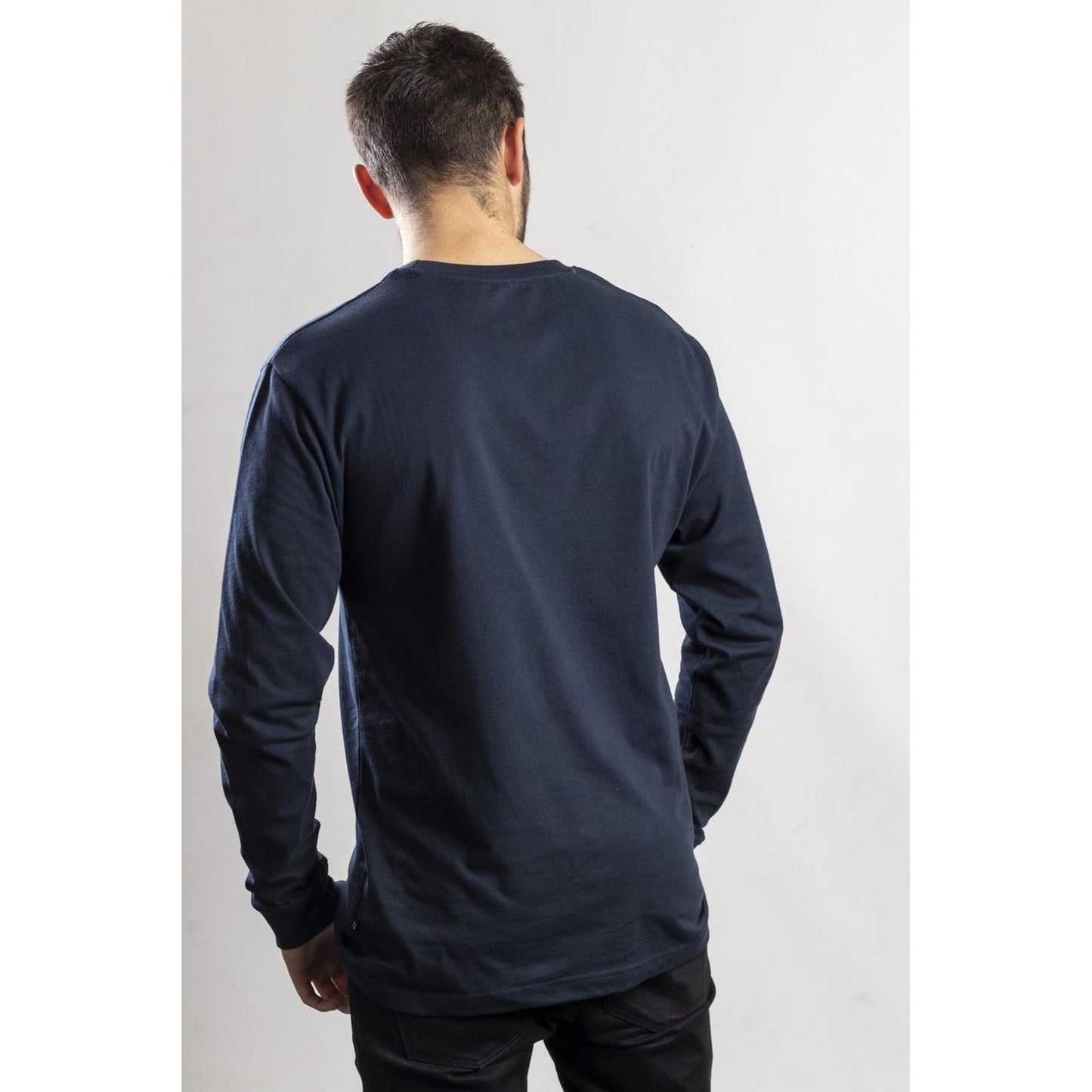 Caterpillar Men's Trademark Banner Long Sleeve T-Shirt in Dark Marine
