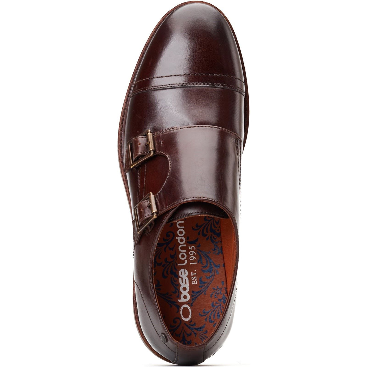 Base London Knight Leather Men's Burnt Brown Double Monk Shoes
