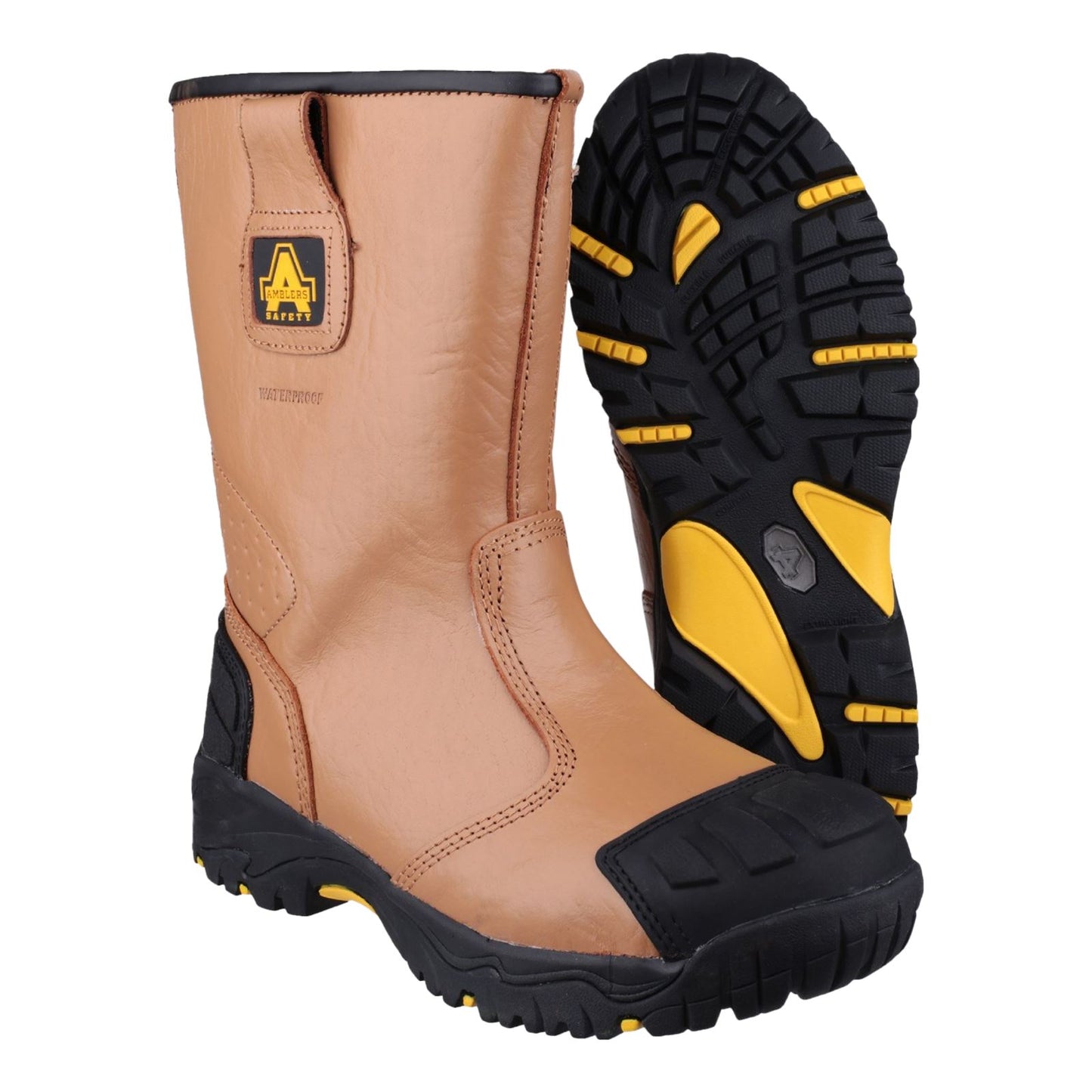 Amblers Safety Men's FS143 Waterproof pull on Safety Rigger Boot in Tan