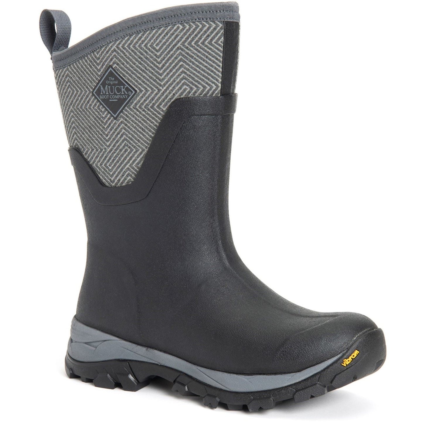 Muck Boots Women's Arctic Ice Mid Wellingtons in Black/Grey Geometric