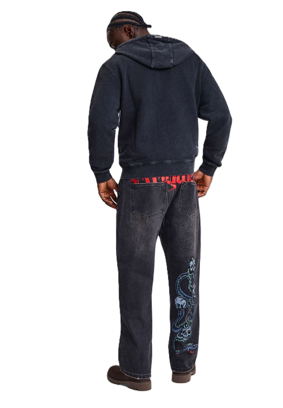 Ed Hardy Serpent Skull Graphic Washed Men's Black Jeans