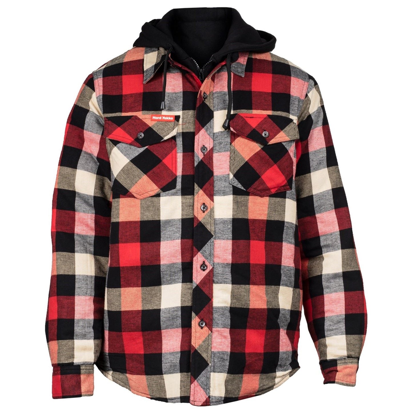 Hard Yakka Men's Quilted Flannel Shacket in Red