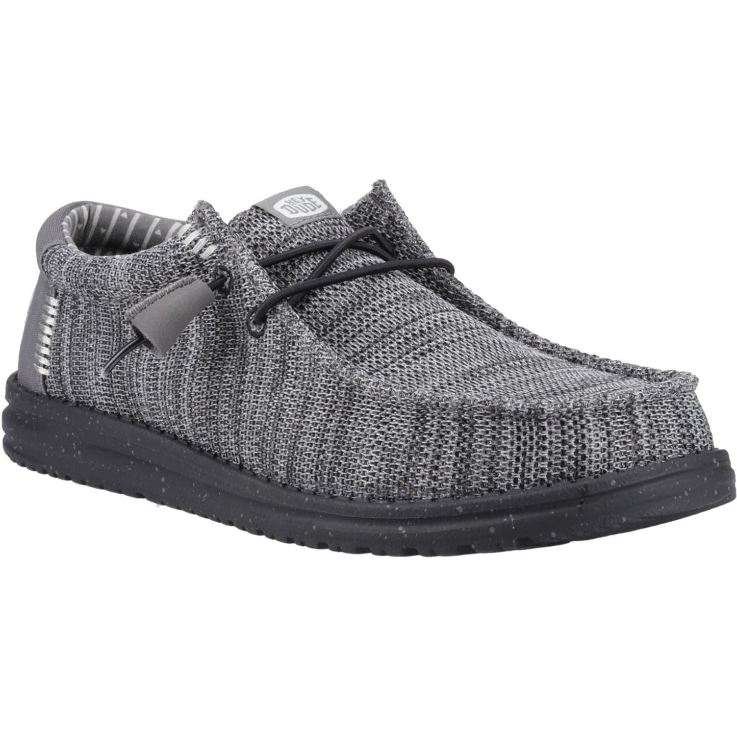 HEYDUDE Wally Stretch Mesh Polyester Men's Granite Grey/Black Moccasins Shoes