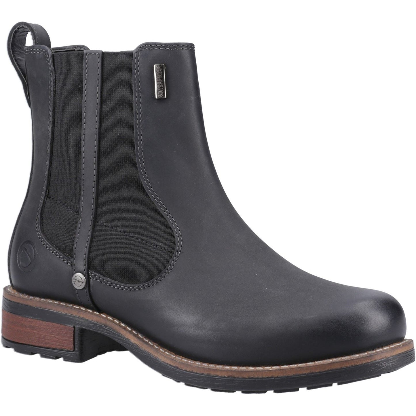 Cotswold Notgrove Leather Women's Black Flat Chelsea Boots