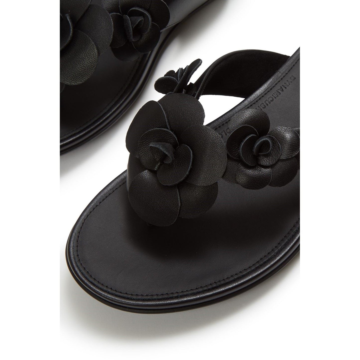 Fitflop Gracie Flower Leather Women's Black Flip Flops