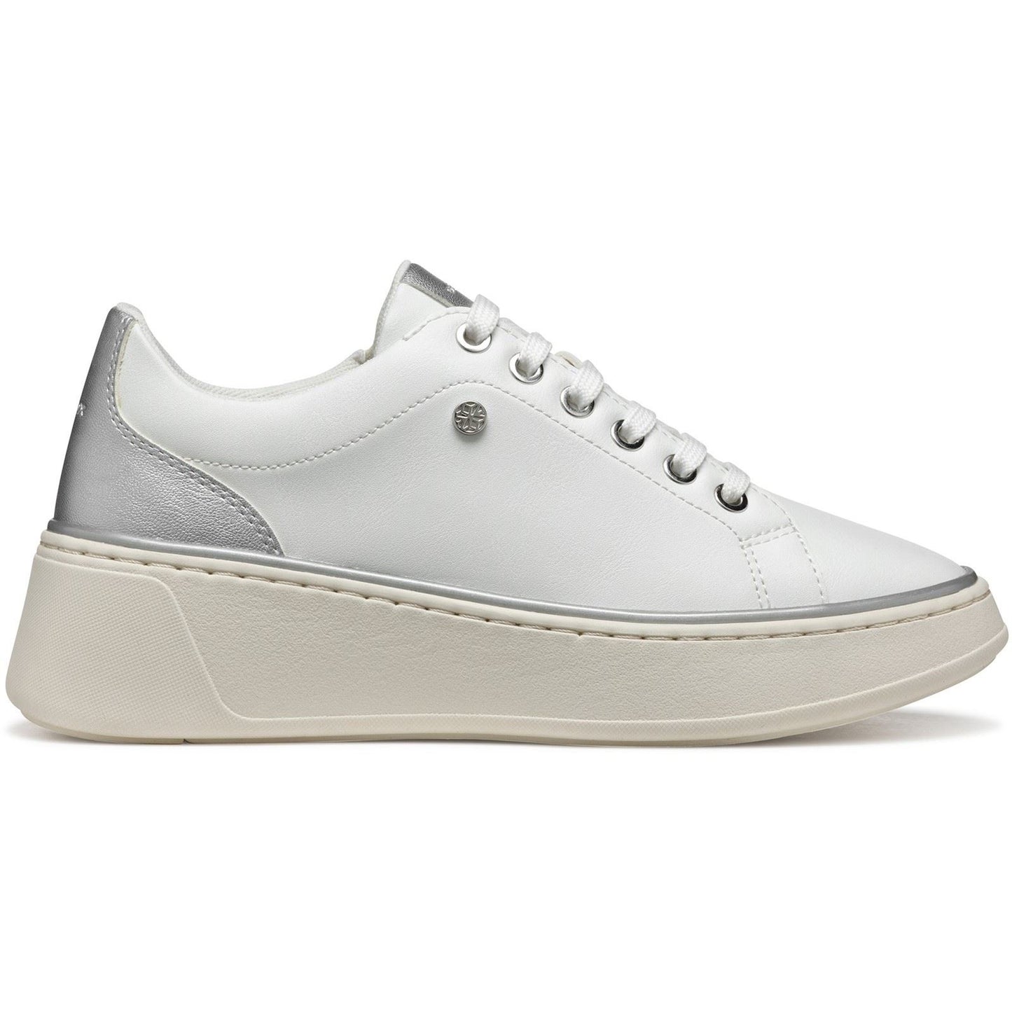 Geox D SUNNETTY Synthetic Polyurethane Women's White/Silver Trainers