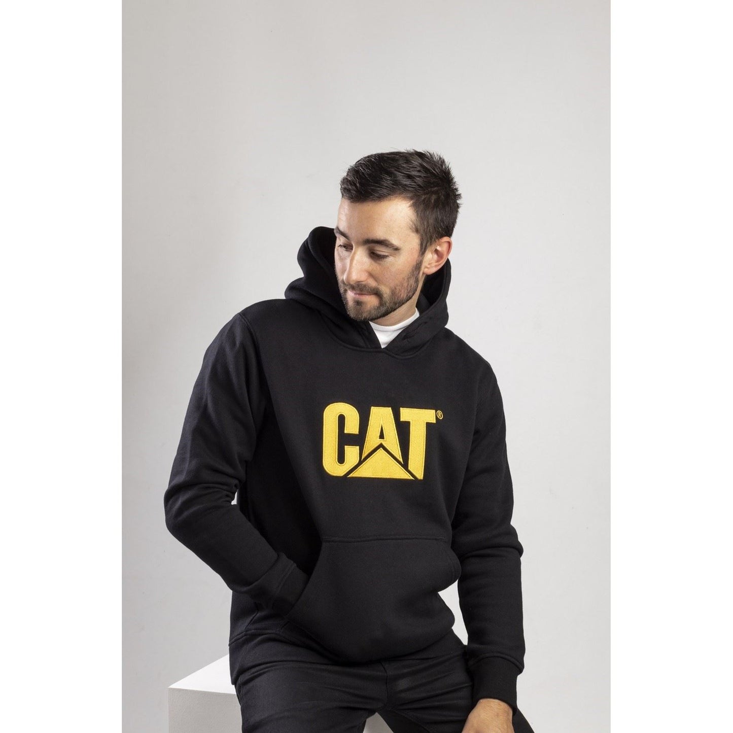 Caterpillar Men's Trademark Hooded Sweatshirt in Black