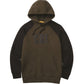 Caterpillar Men's Raglan Hooded Sweatshirt in Army Moss/Black
