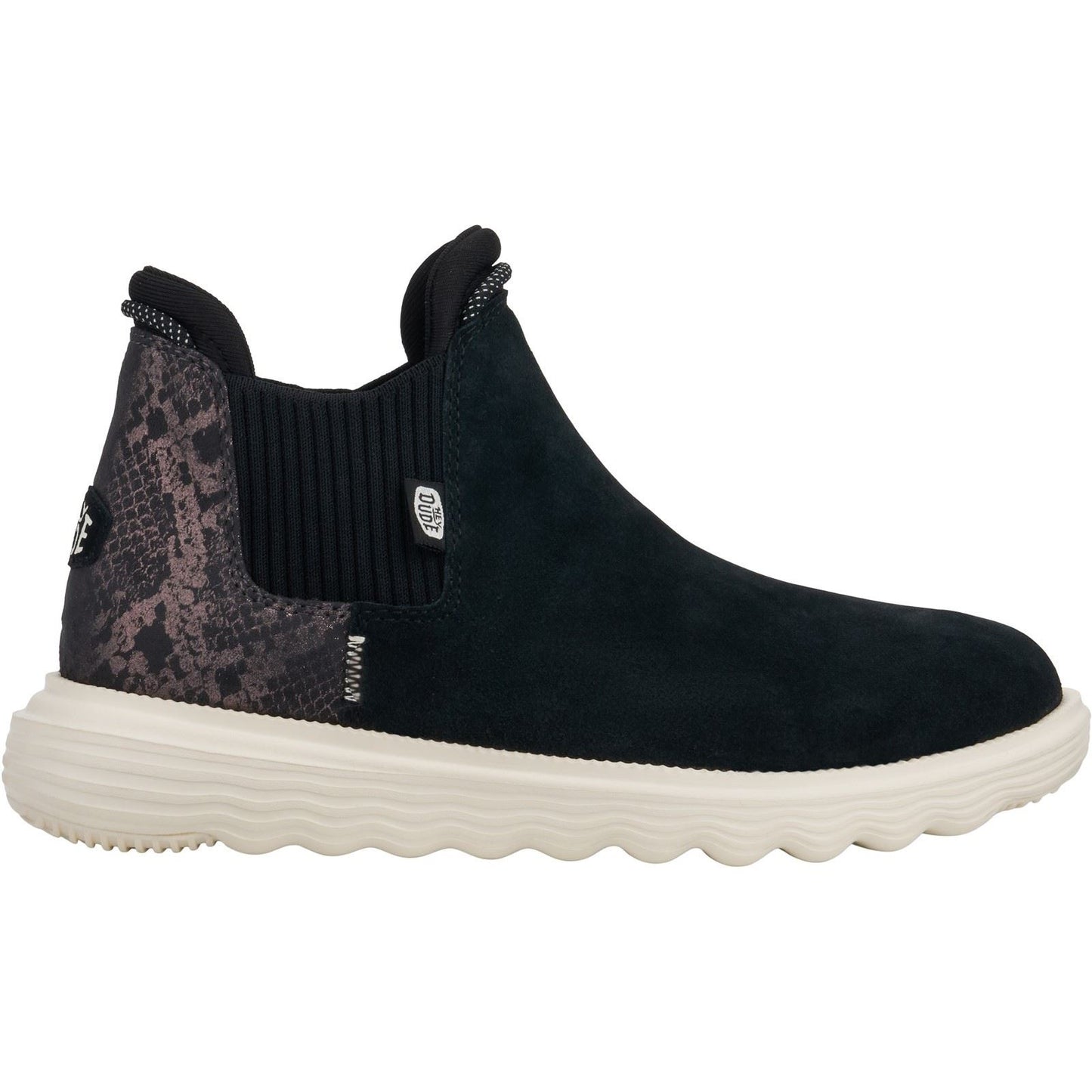 HEYDUDE Women's Branson Suede Novelty Ankle Boots in Black/Snake