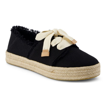 TOMS Carolina Lace Up Cotton Women's Black Beachside Flip Flops