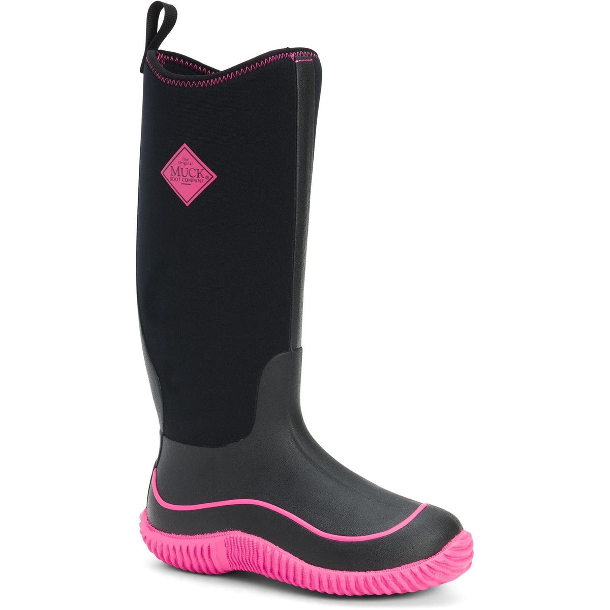 Hale Pull On Wellington Boot Black Pink