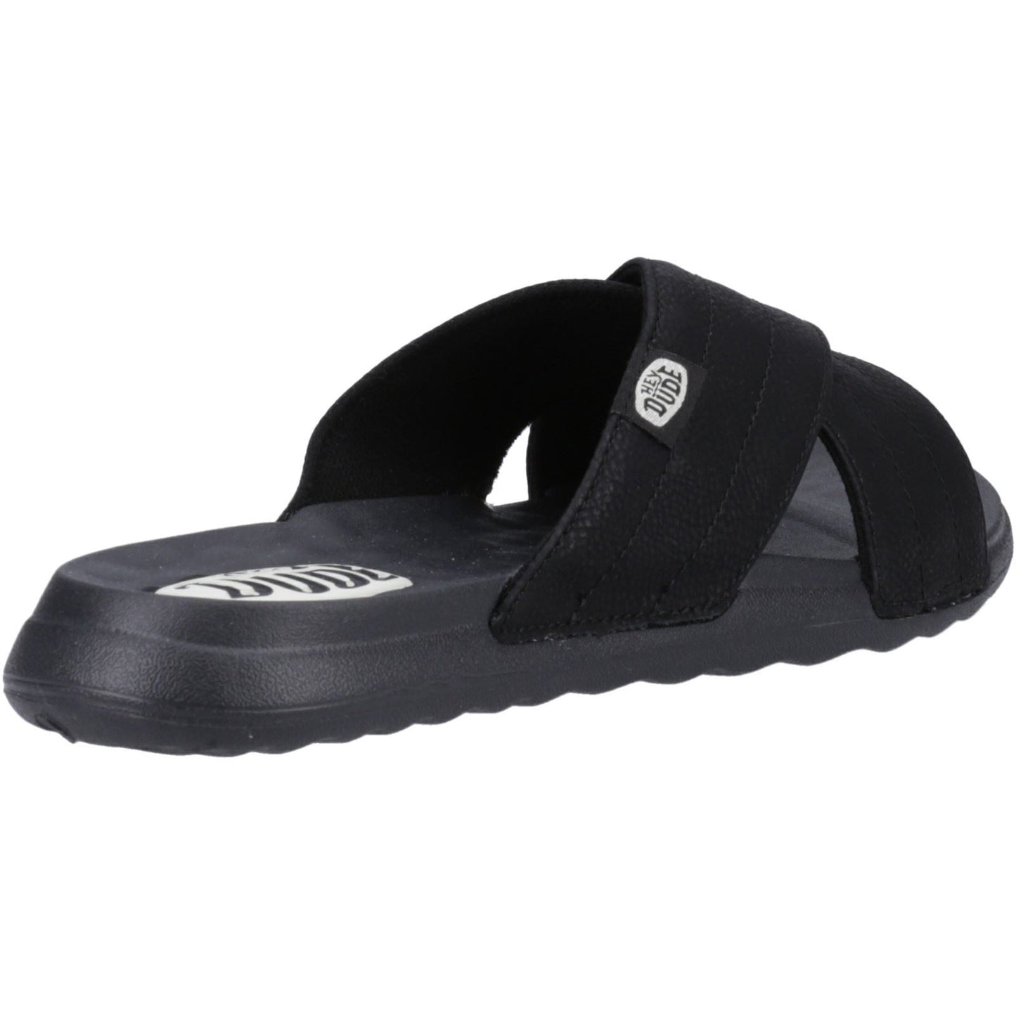 HEYDUDE Women's Christi Slide Distressed Sandal in Black