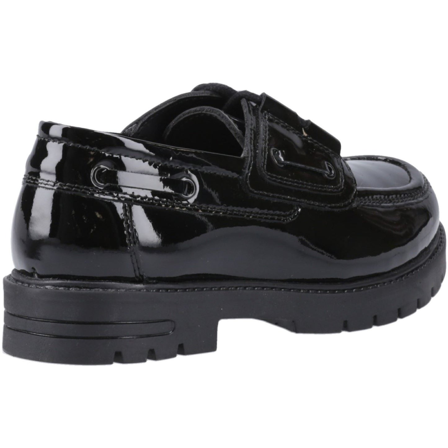 Hush Puppies Lucy Patent Leather Junior Black Boat Shoes