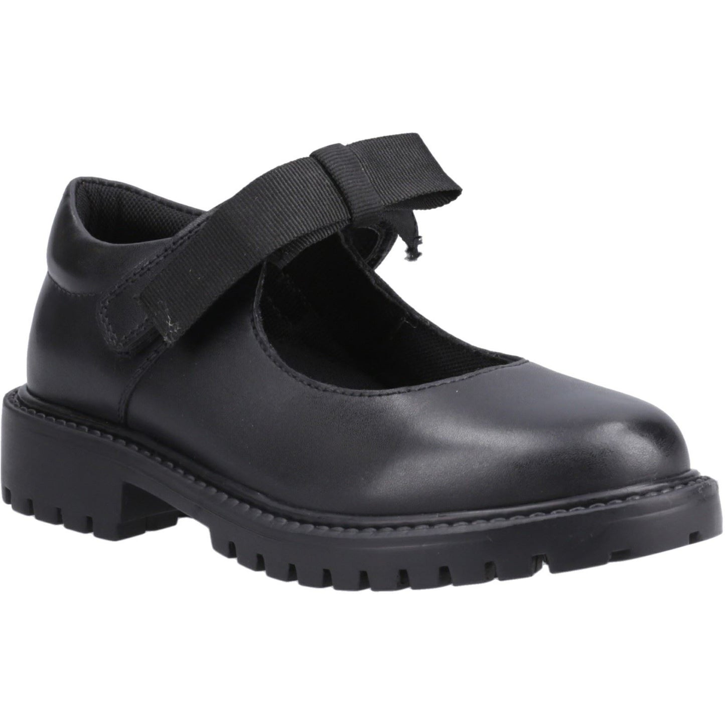 Hush Puppies Astrid Bow Leather Youth Black Shoes