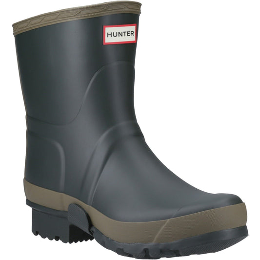Hunter Men's Gardener Short Wellington Boot in Dark Olive/Clay