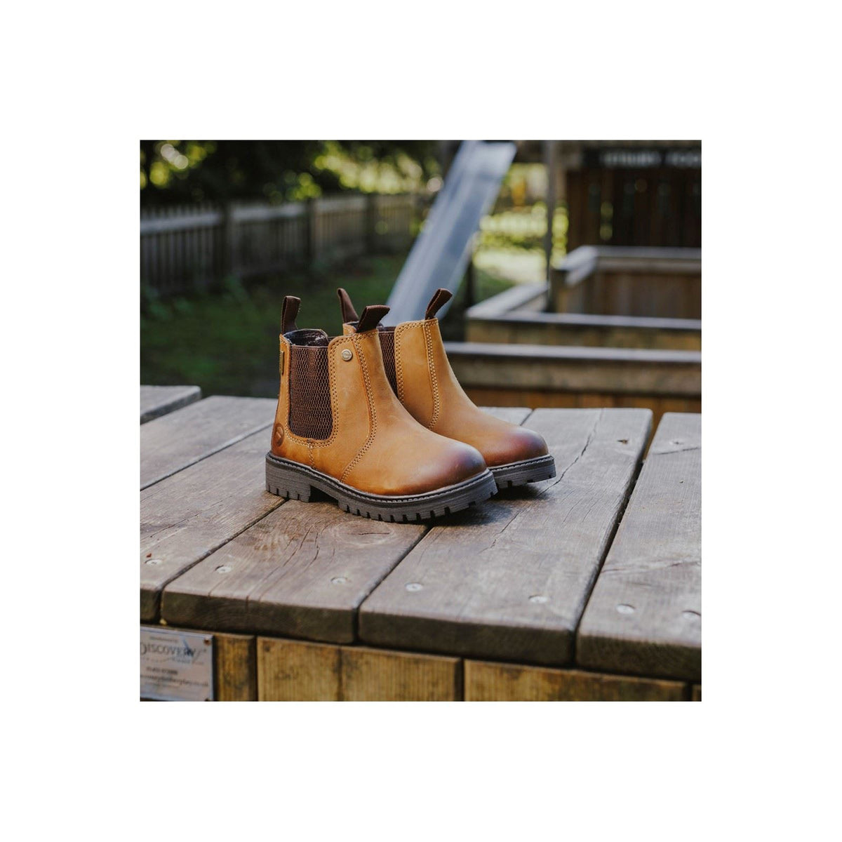 Cotswold Aston Leather Boy's Tan Flat Chelsea Boots