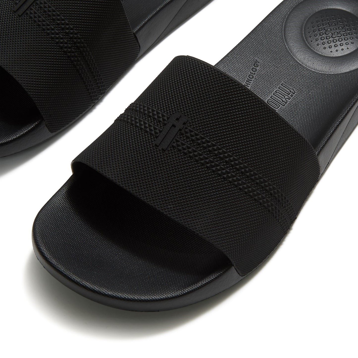 Fitflop iQushion Pool Slides Polyurethane Men's All Black Slides