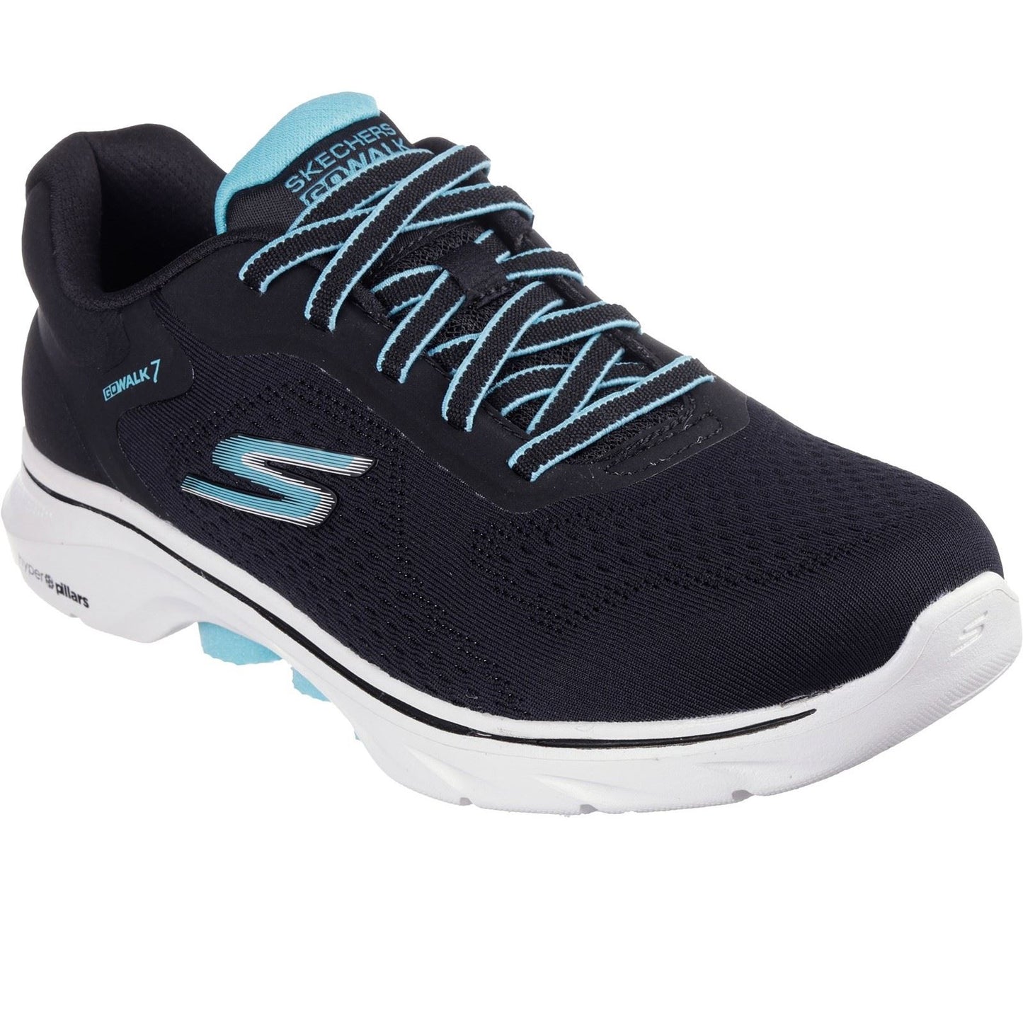 Skechers Women's GO WALK 7 - Cosmic Waves Trainers in Black/Turquoise
