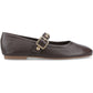 Hush Puppies Charlene Stud Ballerina Leather Women's Chocolate Flats