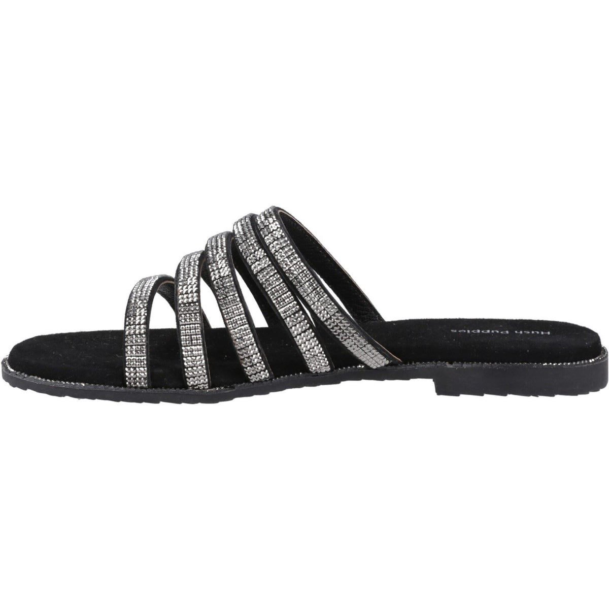 Hush Puppies Paris Slide Suede Women's Black/Silver Sandals