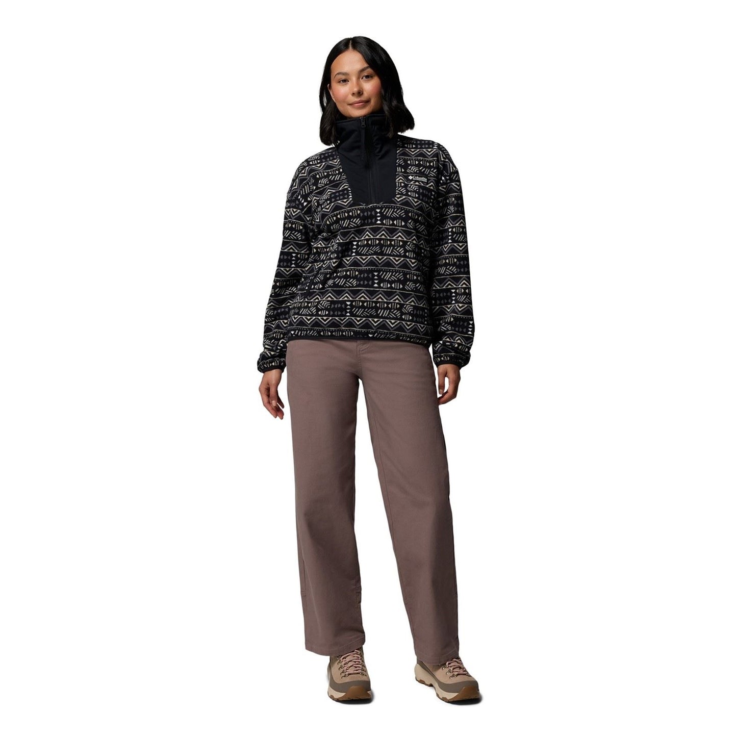 Columbia Sequoia Grove Printed Half Zip Polyester Women's Black Fleece Pullover