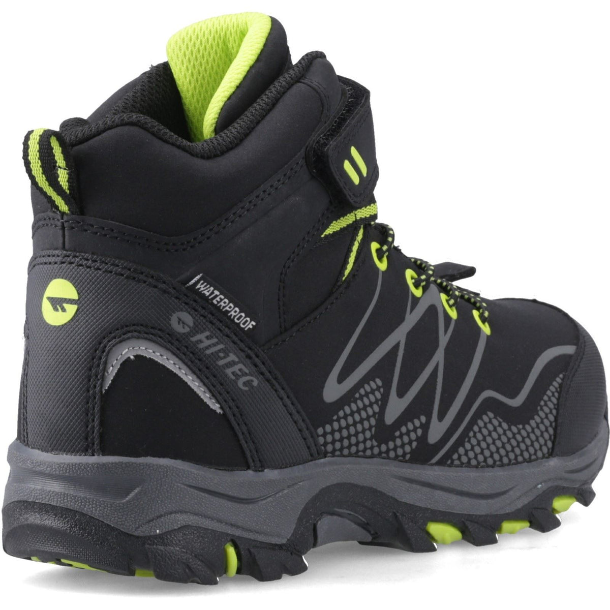 Hi-Tec Blackout Mid Polyester Boy's Black/Lime Hiking Boots
