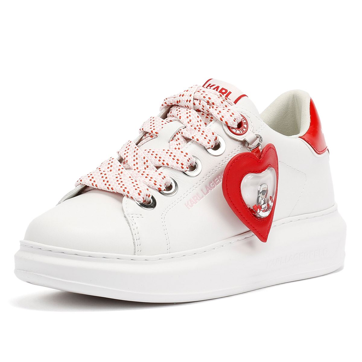 Karl Lagerfeld Kapri Valentine Pendant Leather Women's White/Red Trainers