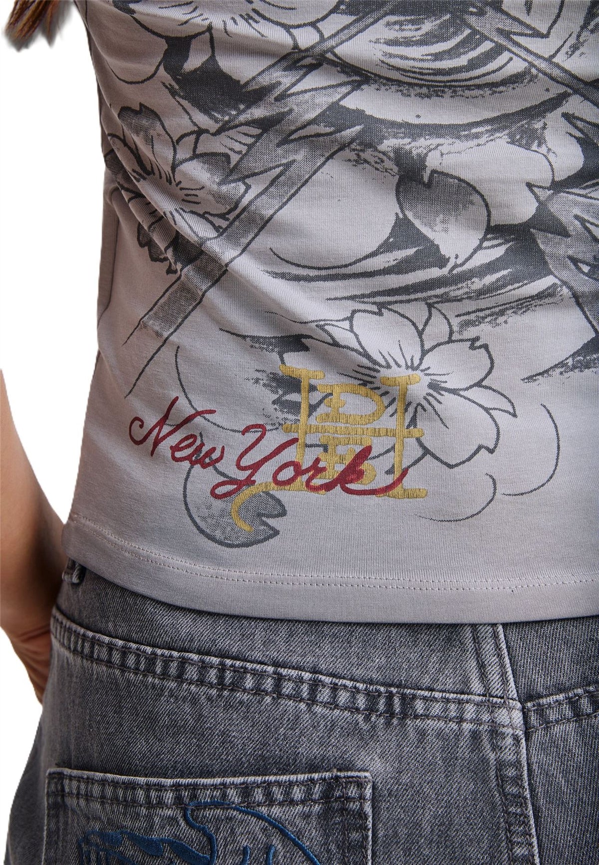 Ed Hardy In Memory of When I Cared Fitted Women's Grey Vest Top