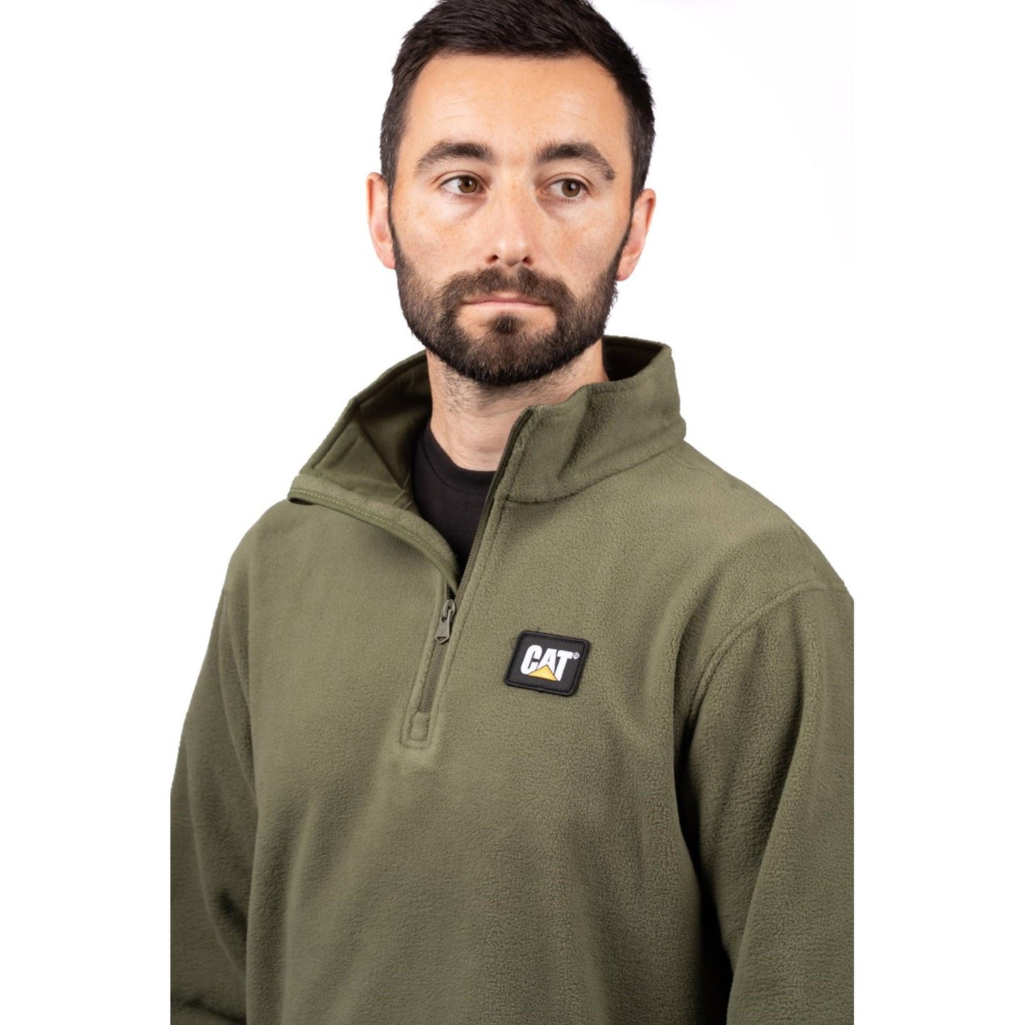 Caterpillar Men's Cat Microfleece Quarter Zip in Chive