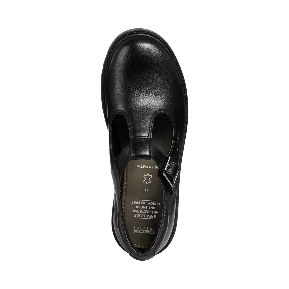 Geox J Casey Girl Leather Girl's Black Shoes